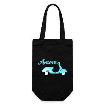 Roller Amore Italien Vintage Retro Dots Punkte Fan - Geschenkbeutel für Flaschen - Schwarz - Vorne
