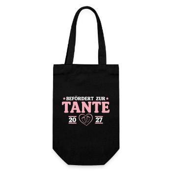 Babyparty Befördert zur Tante 2027 - Geschenkbeutel für Flaschen - Schwarz - Vorne
