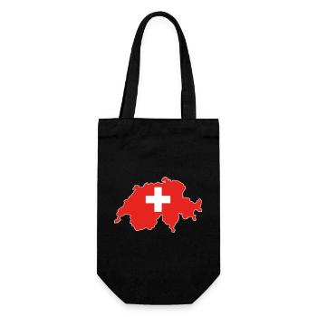 Schweiz Flagge Karte - Geschenkbeutel für Flaschen - Schwarz - Vorne