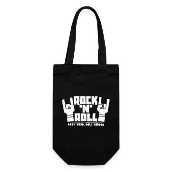 Rock'N'Roll Blocky Text with Finger Horns - Gift Bag for Bottles - black - Front