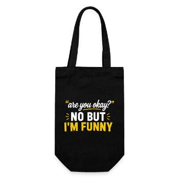 Geht es dir gut? Nein, aber ich bin lustig? - Geschenkbeutel für Flaschen - Schwarz - Vorne