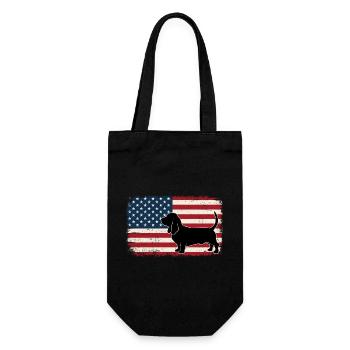 Basset Hound US Flag - Patriotic Dog Mom Dad - Gift Bag for Bottles - black - Front