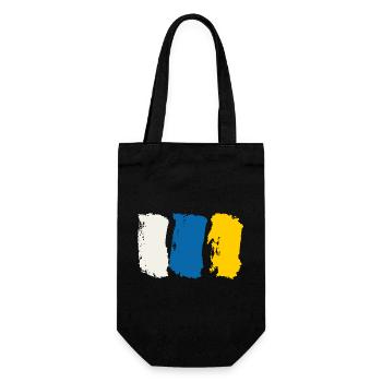 Kanarische Inseln Flagge - Pinselstriche - Geschenkbeutel für Flaschen - Schwarz - Vorne