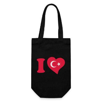 I love Turkey - Ich liebe die Türkei - Geschenkbeutel für Flaschen - Schwarz - Vorne