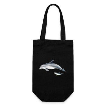 Dauphins en duo bleu aquarelle - Sac à bouteille - noir - Devant