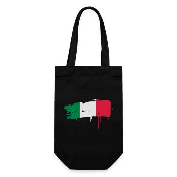 gepinselte Flagge Italiens mit einem Pinselstrich - Geschenkbeutel für Flaschen - Schwarz - Vorne