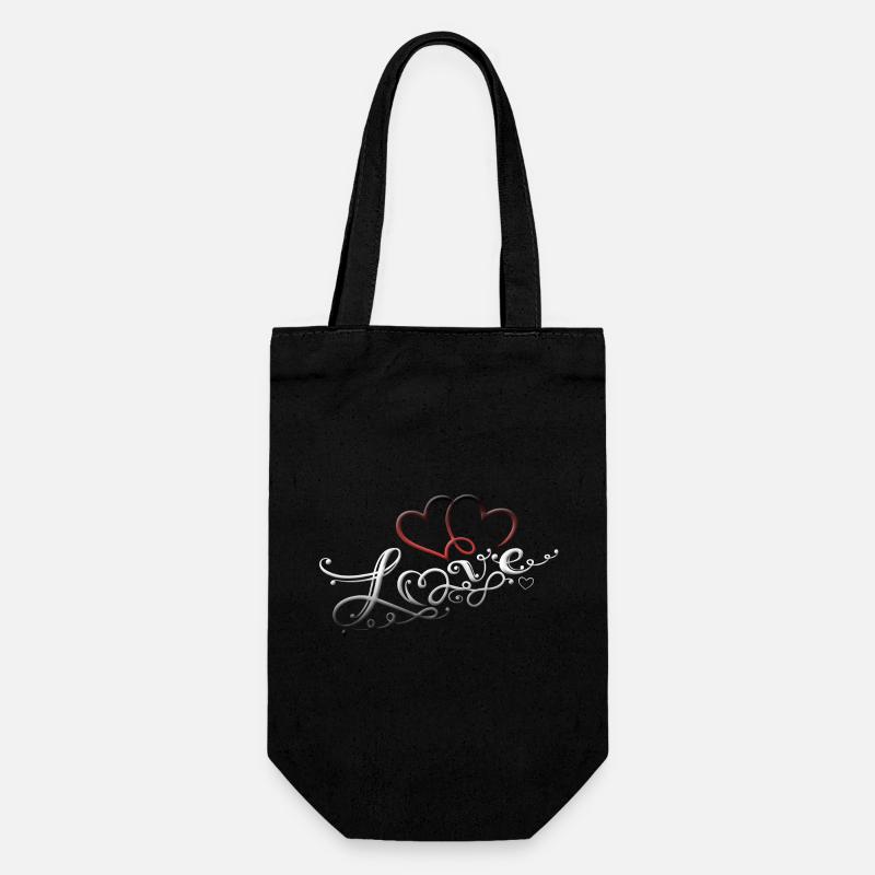 Deux cœurs avec le symbole de l'amour et de l'infini - Sac à bouteille - noir