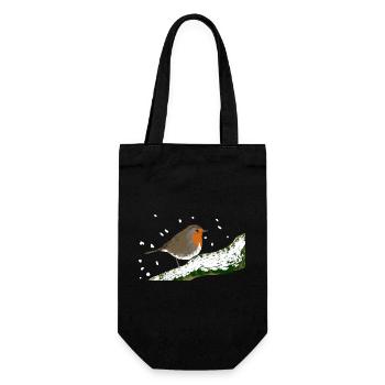 Robin Winter Motif Snow Bird Branch - Gift Bag for Bottles - black - Front