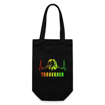 Trakehner Pferde Herzfrequenz Design - Geschenkbeutel für Flaschen - Schwarz - Vorne