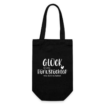Bonustochter Tochter Kind Familie Geschenk Glück - Geschenkbeutel für Flaschen - Schwarz - Vorne