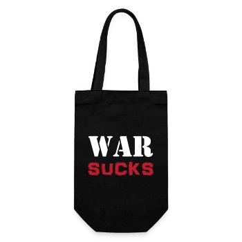 Slogan T-Shirt Krieg saugt Antimilitarismus - Geschenkbeutel für Flaschen - Schwarz - Vorne