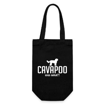 Cavapoo was sonst Hundespruch Hunde Wilsigns - Geschenkbeutel für Flaschen - Schwarz - Vorne