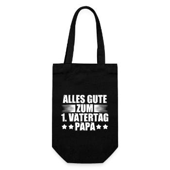 Papa Vater Erster Vatertag - Geschenkbeutel für Flaschen - Schwarz - Vorne