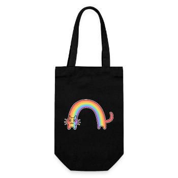 Regenbogenkatze. Buntes Design der Katze * - Geschenkbeutel für Flaschen - Schwarz - Vorne