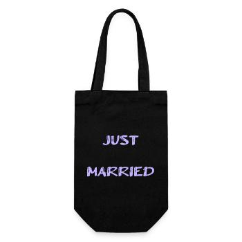 JUST MARRIED. bachelorette party. LOVE. SAINT VALENTINE. COUPLE. - Gift Bag for Bottles - black - Front