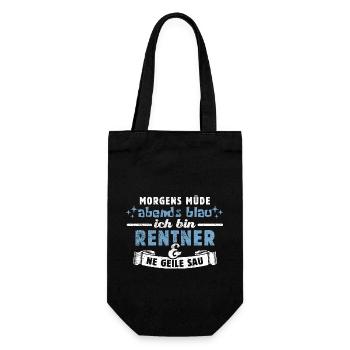 Morgens müde, abends blau - Rentner - Rente - Geschenkbeutel für Flaschen - Schwarz - Vorne