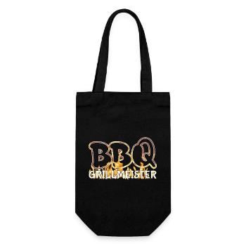 BBQ Grillmeister Logo Flammen - Geschenkbeutel für Flaschen - Schwarz - Vorne