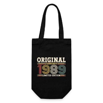 35th Birthday Husband February Vintage 1989 Original - Gift Bag for Bottles - black - Front
