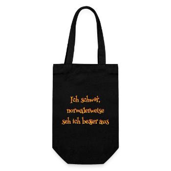 Ich schwör, normalerweise seh ich besser aus - Geschenkbeutel für Flaschen - Schwarz - Vorne