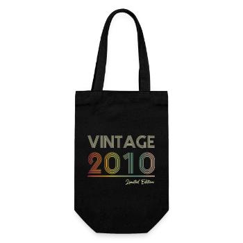 Vintage 2010 14 Year Old 14th Birthday Gift - Gift Bag for Bottles - black - Front