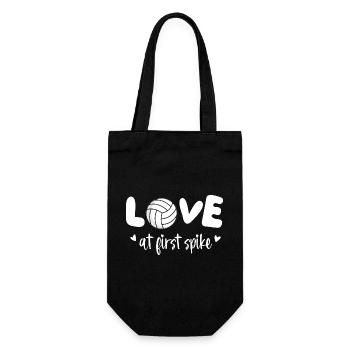 Love at First Spike Funny Volleyball - Gift Bag for Bottles - black - Front