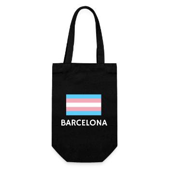 Trans Pride Flagge Barcelona - Geschenkbeutel für Flaschen - Schwarz - Vorne