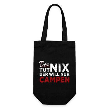 Der tut nix der will nur Campen - Spruch - Geschenkbeutel für Flaschen - Schwarz - Vorne