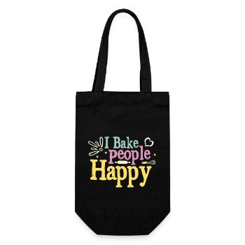 I Bake People Happy Baking Bread Pastry Baker - Gift Bag for Bottles - black - Front