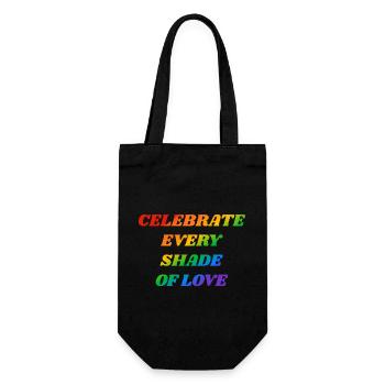 Célébrez chaque nuance d’amour texte arc-en-ciel LGBTQ - Sac à bouteille - noir - Devant