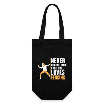 Never Underestimate A Boy Who Loves Fencing Fencer - Gift Bag for Bottles - black - Front