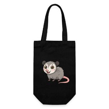 Dessin animé animalier opossum - Sac à bouteille - noir - Devant