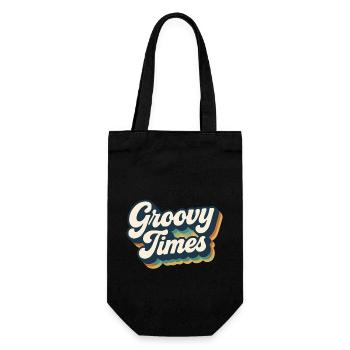 Retro Project Grovy Times - Geschenkbeutel für Flaschen - Schwarz - Vorne