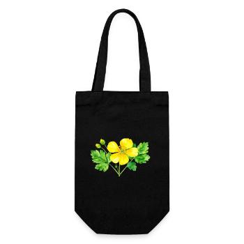Schöllkraut – Aquarellillustration - Geschenkbeutel für Flaschen - Schwarz - Vorne