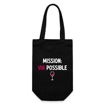 Mission Vin Possible humour vin rouge - Sac à bouteille - noir - Devant