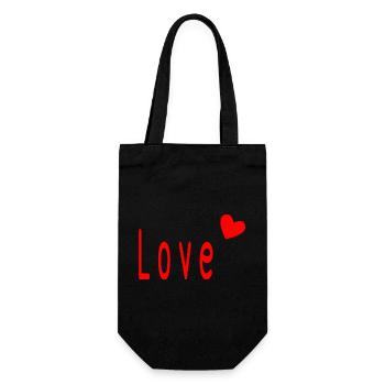 HEART. HEARTS. VALENTINE'S DAY. LOVE. LOVE. COUPLE. - Gift Bag for Bottles - black - Front