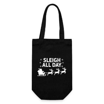 Sleigh All Day Lustige Weihnachtssprüche - Geschenkbeutel für Flaschen - Schwarz - Vorne