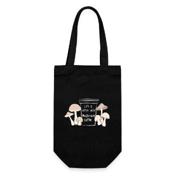 Life Is Better With Mushroom Coffee Fungi Spruch - Geschenkbeutel für Flaschen - Schwarz - Vorne