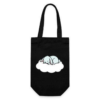 Schlafender Hase auf Wolke Traum - Geschenkbeutel für Flaschen - Schwarz - Vorne