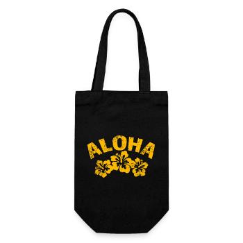 Aloha Hibiskus Tropen-Print - Geschenkbeutel für Flaschen - Schwarz - Vorne