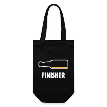 Finisher (Bier / Bierchen / Biertrinker / NEG 2C) - Geschenkbeutel für Flaschen - Schwarz - Vorne