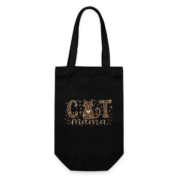 Cat Mama Katzenmama Leopard Herz Glitzer Design - Geschenkbeutel für Flaschen - Schwarz - Vorne