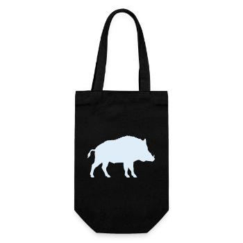 Blue Wild Boar Silhouette - Gift Bag for Bottles - black - Front
