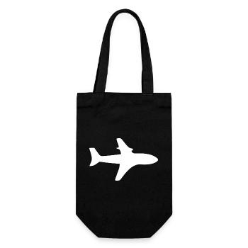 Flugzeug Reise Flugreise Geschenk - Geschenkbeutel für Flaschen - Schwarz - Vorne