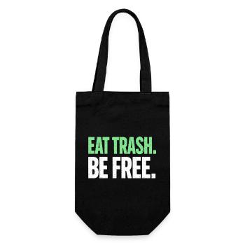 Eat Trash Be Free Spruch Fast Food Humor - Geschenkbeutel für Flaschen - Schwarz - Vorne