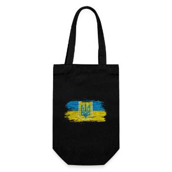Ukraine Flaggen Design mit den Nationalfarben - Geschenkbeutel für Flaschen - Schwarz - Vorne