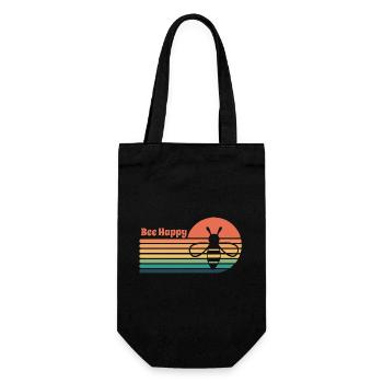 Vintage Sonnenuntergang mit Biene und Spruch - Geschenkbeutel für Flaschen - Schwarz - Vorne