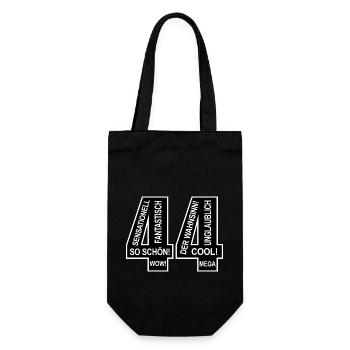44. Geburtstag Wow Lustiges Motiv Nummer Ziffer 44 - Geschenkbeutel für Flaschen - Schwarz - Vorne