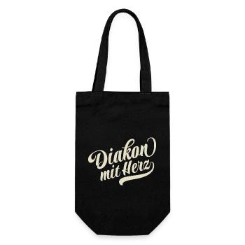 Diakon mit Herz - Motivation und Erfolg - Geschenkbeutel für Flaschen - Schwarz - Vorne
