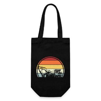 Bagger Baustelle - Geschenkbeutel für Flaschen - Schwarz - Vorne