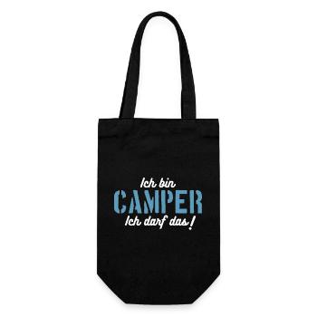 Ich bin Camper, ich darf das! - Geschenkbeutel für Flaschen - Schwarz - Vorne